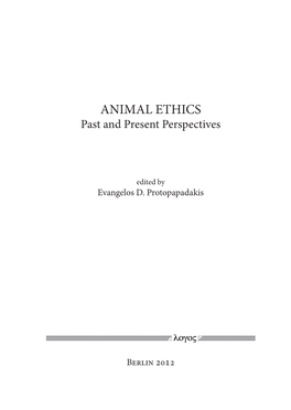 ANIMAL ETHICS Past and Present Perspectives