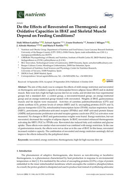 Do the Effects of Resveratrol on Thermogenic and Oxidative Capacities in IBAT and Skeletal Muscle Depend on Feeding Conditions?