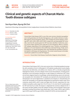 Clinical and Genetic Aspects of Charcot-Marie- Tooth Disease Subtypes