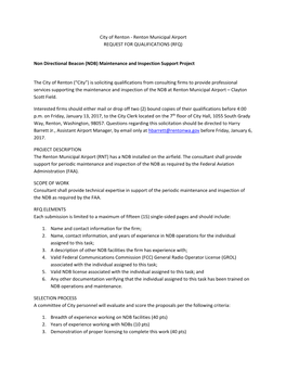 Renton Municipal Airport REQUEST for QUALIFICATIONS (RFQ)