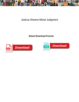 Joshua Greene Moral Judgment