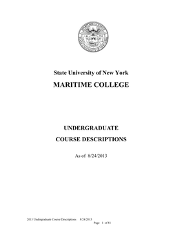 Undergraduate Course Descriptions