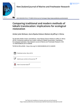 Comparing Traditional and Modern Methods of Kākahi Translocation: Implications for Ecological Restoration