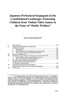 Japanese Prefectural Scapegoats in the Constitutional Landscape: Protecting Children from Violent Video Games in the Name of 