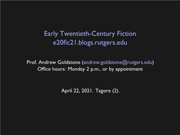 Early Twentieth-Century Fiction E20fic21.Blogs.Rutgers.Edu