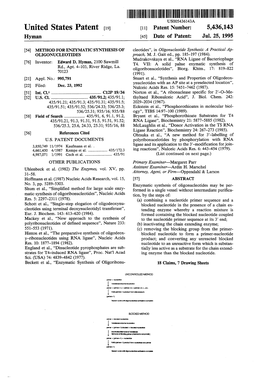 United States Patent 19) 11 Patent Number: 5,436,143 Hyman - 45 Date of Patent: Jul