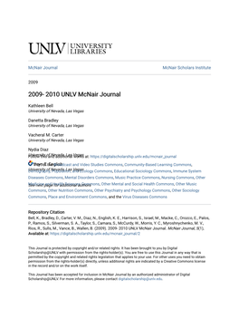 2009- 2010 UNLV Mcnair Journal