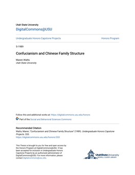 Confucianism and Chinese Family Structure