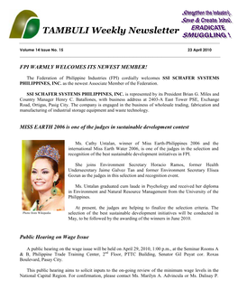 TAMBULI Weekly Newsletter