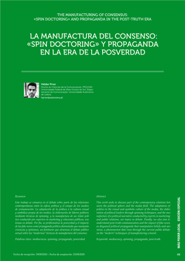 La Manufactura Del Consenso: Spin Doctoring Y Propaganda En La Era