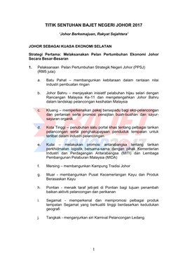 Titik Sentuhan Bajet Negeri Johor 2017