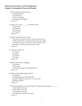 Chapter 5 Atmospheric Water and Weather