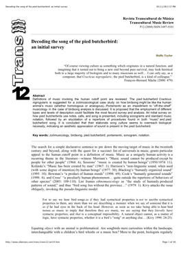 Decoding the Song of the Pied Butcherbird: an Initial Survey 30/11/08 2:37 PM