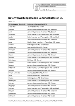 Datenverwaltungsstellen Leitungskataster BL