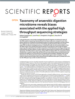 Taxonomy of Anaerobic Digestion Microbiome Reveals Biases Associated with the Applied High Throughput Sequencing Strategies