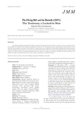 The Diving Bell and the Butterfly (2007): the Testimony a Locked-In Man Eduardo Clavé Arruabarrena Hospital Donostia
