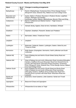 Wards and Parishes from May 2019