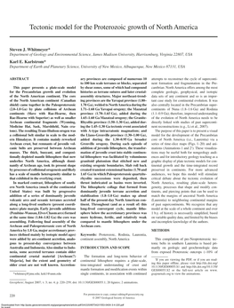 Tectonic Model for the Proterozoic Growth of North America