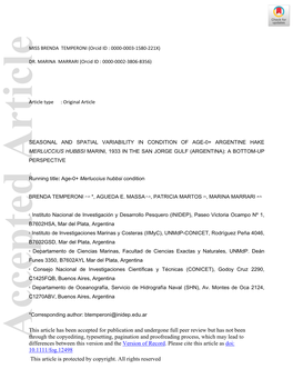 Seasonal and Spatial Variability in Condition of Age‐0+ Argentine Hake