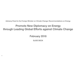 Promote New Diplomacy on Energy Through Leading Global Efforts Against Climate Change