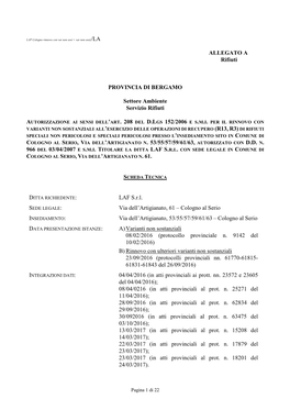 Autorizzazione Cologno Al Serio