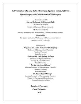 Determination of Some Beta Adrenergic Agonists Using Different Spectroscopic and Electrochemical Techniques