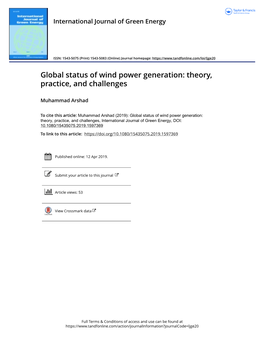 Global Status of Wind Power Generation: Theory, Practice, and Challenges