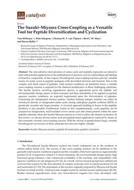 The Suzuki–Miyaura Cross-Coupling As a Versatile Tool for Peptide Diversification and Cyclization