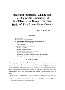Structural-Functional Change and Developmental Dimension of Small-Towns in Korea: the Case Study of Five Lower-Order Centers