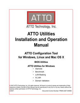 ATTO Utilities Installation and Operation Manual