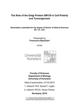 The Role of the Golgi Protein GM130 in Cell Polarity and Tumorigenesis