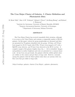 The Ursa Major Cluster of Galaxies. I. Cluster Definition and Photometric Data