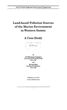 Land-Based Pollution Sources of the Marine Environment in Western Samoa: a Case Study