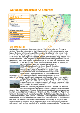 Wolfsberg-Zirkelstein-Kaiserkrone Meine Bewertung