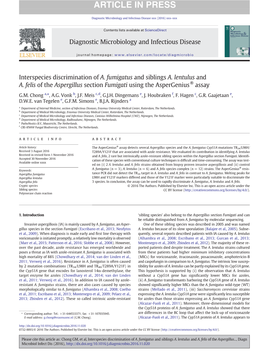 Interspecies Discrimination of A. Fumigatus and Siblings A. Lentulus and A. Felis of the Aspergillus Section Fumigati Using the Aspergenius® Assay