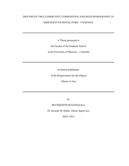 Drivers of Tree Community Composition and Seed Demography In