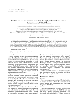 Chlorophyta: Scenedesmaceae) in Tuticorin Coast, Gulf of Mannar