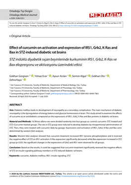 Effect of Curcumin on Activation and Expression of IRS1, Grb2, K-Ras and Bax in STZ- Induced Diabetic Rat Brains