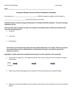 Ecosystems Biology: Recovery of Animal Populations: Gorongosa