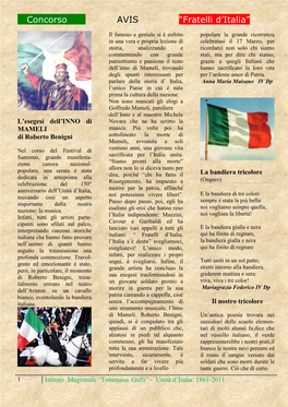 Concorso AVIS “Fratelli D’Italia”