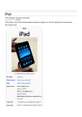 This Article Is About the Wireless Tablet Computer by Apple Inc. for the Retail Point-Of-Sale Device, See Fujitsu Ipad