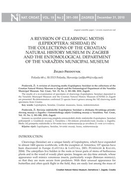 A Revision of Clearwing Moths (Lepidoptera: Sesiidae) In