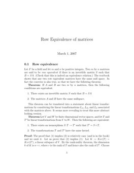 Row Equivalence of Matrices