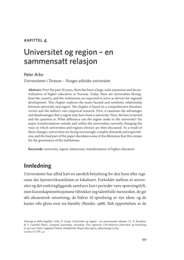 Kapittel 4: Universitet Og Region – En Sammensatt Relasjon Peter Arbo