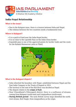 India-Nepal Relationship
