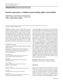 Eunuch Supremacy: Evolution of Post-Mating Spider Emasculation
