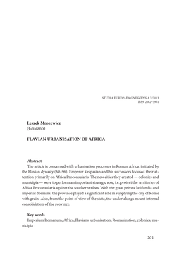 Flavian Urbanisation of Africa