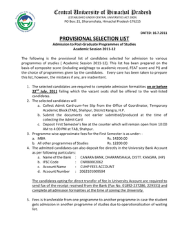 Selection List 2011.Pdf