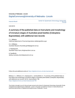 A Summary of the Published Data on Host Plants and Morphology of Immature Stages of Australian Jewel Beetles (Coleoptera: Buprestidae), with Additional New Records