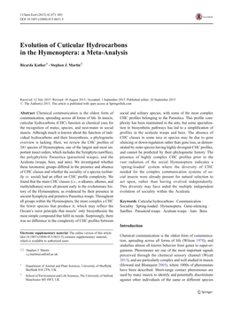 Evolution of Cuticular Hydrocarbons in the Hymenoptera: a Meta-Analysis